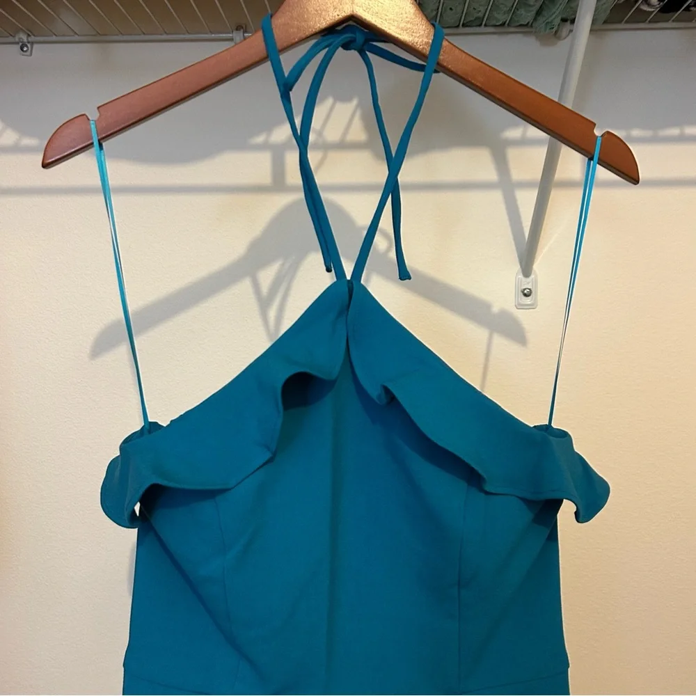 Elegant Blue Halter Dress - Picture 6 of 14